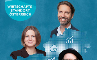 Eine Collage, die den Umriss von Österreich zeigt, rundherum Portraitfotos von WU-Expert*innen