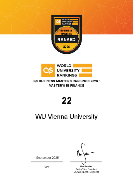 QS Business Master’s Rankings 2026: Finance