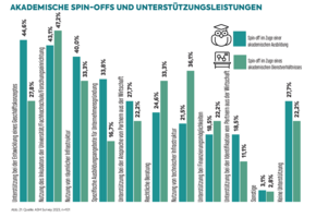 Grafi, die verschiedene Unterstüzungsleistungen für akademische Spin-offs zeigt