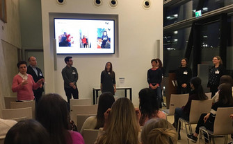 A picture from MCore's Semester Opening showing the staff and students