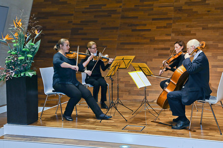 WU's string quartet performing "Gaudeamus igitur"