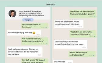 screenshot of a chat with Monika Koller