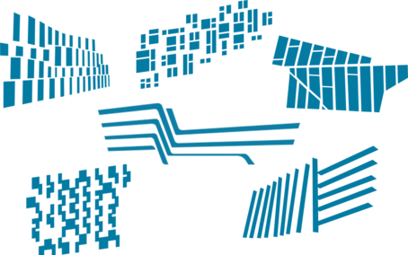 Die Primärelemente des WU Designs: Stilisierte Fassadenelemente der WU Gebäude