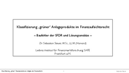 Klassifizierung „grüner“ Anlageprodukte im Finanzaufsichtsrecht