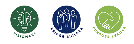 Our driving values visionary, bridge builder, purpose leader 