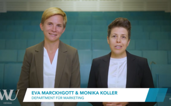 Eva Marckhgott and Monika Koller being interviewed for WUtv