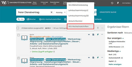 Screenshot Filter Abschlussarbeiten