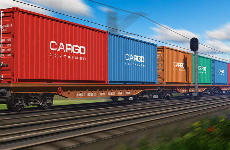 Eine Reihe Schiffscontainer