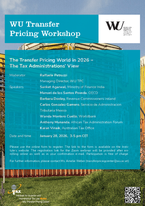 Transfer Pricing Workshop "The Transfer Pricing World in 2026 – The Tax Administrations’ View" with Tax Administration on January 28