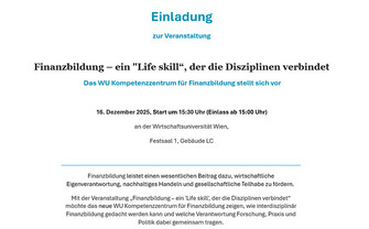 EINLADUNG: Finanzbildung – ein "Life skill", der die Disziplinen verbindet