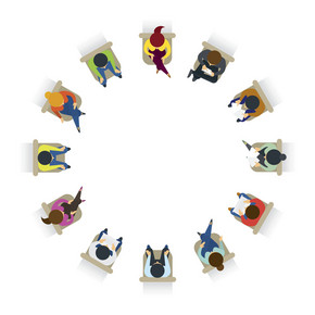 visualized group of people sitting in a circle