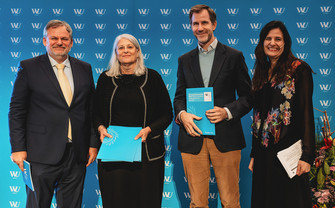 Happy award winners at award ceremony