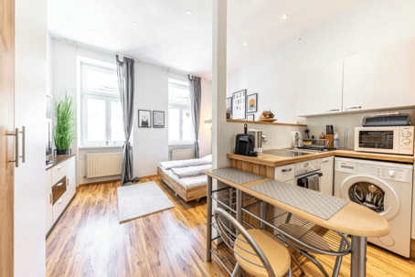 Spacious bedroom with kitchenette