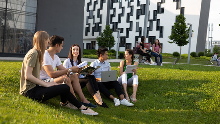 Students on grass