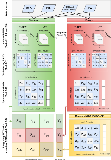 MF-GLOBE work flow: from national PSUTs to the multi-regional, mixed-unit MRIO system