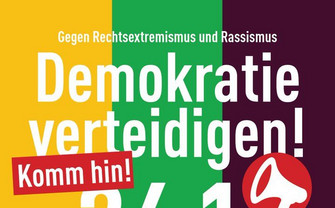 Plakat der Demo Demokratie verteidigen