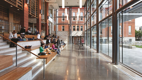 The picture shows a student hall at Queen's University, Canada.