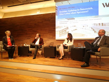 Karin Heitzmann, Michael Förster, Alyssa Schneebaum und Christoph Badelt am Podium