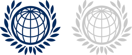 Der WU Globus in dunkelblau und grau