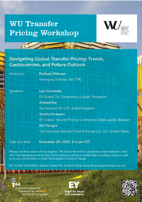 Transfer Pricing Workshop "Navigating Global Transfer Pricing: Trends, Controversies, and Future Outlook" with EY on November 20