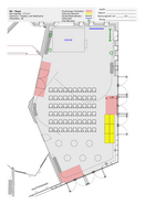 Theaterbestuhlung 60 Pax + 6 Stehtische + 6 BT 120x60 - Setting 1