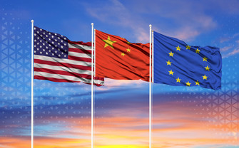 [Translate to English:] Flaggen von USA, China, EU