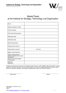Master's thesis registration sheet