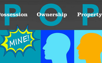 an illustration showing two heads and the words possession, ownership and property