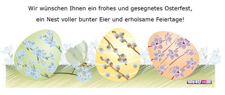 Osterwünsche 2026 mit einem Bild von Ostereier
