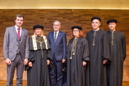 Harald Amberger, WU-Rektorin Edeltraud Hanappi-Egger, BP Alexander van der Bellen, Vizerektorin für Lehre und Studierende Edith Littich, Vizerektor für Personal Michael Lang, Vizerektor für Finanzen Harald Badinger (c)Pascal Riesinger