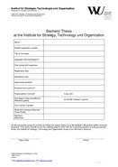 Bachelor thesis registration sheet
