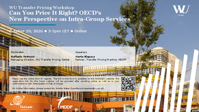 Transfer Pricing Workshop "Can You Price It Right? OECD's New Perspective on Intra-Group Services" with MDDP on October 29