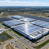 Rechenzentrum mit Solarpanelen auf dem Dach