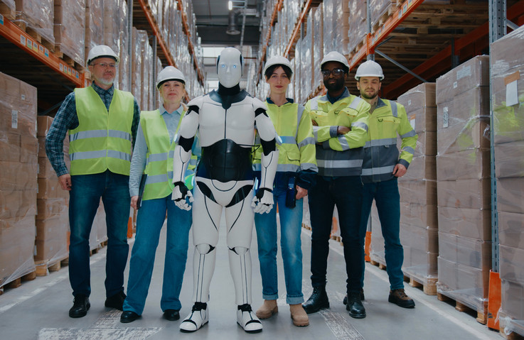 ein Team mit menschen und Roboter