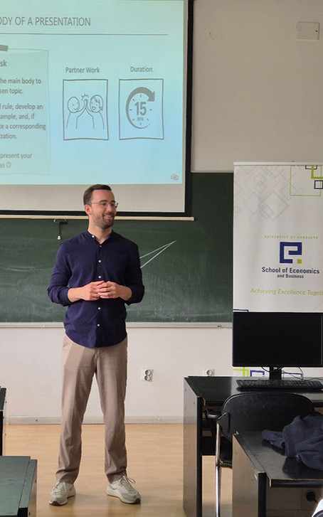 Michael Posch und Gerhard Geissler mit "Presenting Effectively in Times of Digitalization" an der School of Economics and Business in Sarajevo im Mai 2026