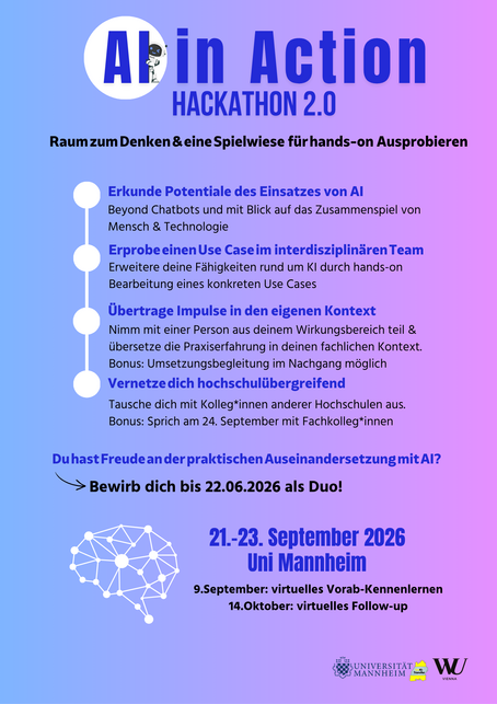 Das Bild zeigt den grafisch aufbereiten Teaser zur Veranstaltung AI in Action.