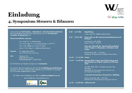 Einladung 4. Symposium Steuern & Bilanzen