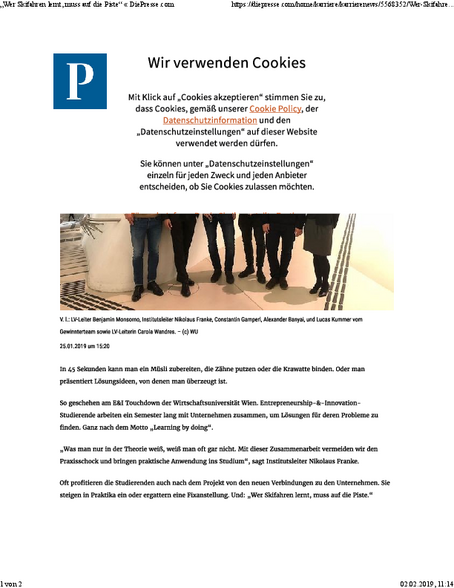 Screenshot (Die Presse, 29. Januar 2019)