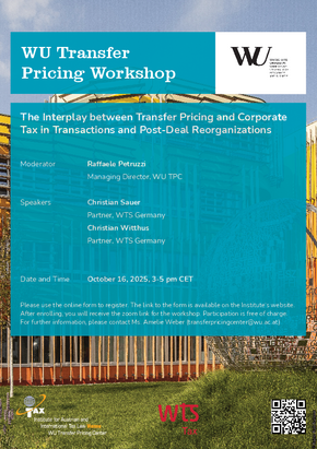 Transfer Pricing Workshop "Interplay between Transfer Pricing and Corporate Tax in Transactions and Post-Deal Reorganizations" with WTS on October 16