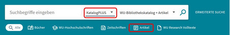 Screenshot für den Filter für Artikel