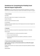 Guidelines for completing the Mobility Grant Special Support application