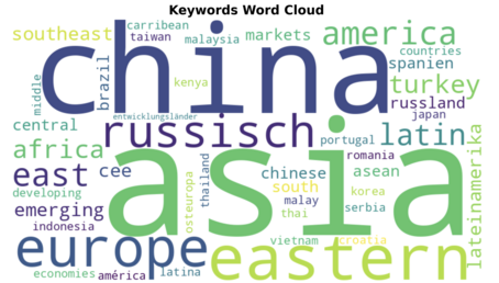 [Translate to English:] keyword cloud, "china" and "asia" dominate