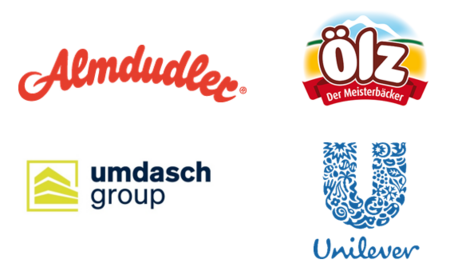 Logos von Almdudler Ölz Umdasch und Unilever