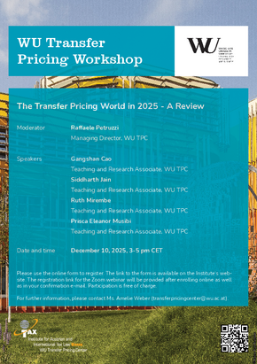 Transfer Pricing Workshop "The Transfer Pricing World in 2025 - A Review" with WU TPC on November 20