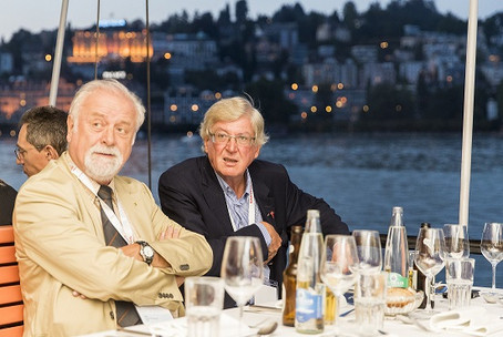 Mag. Perkounigg, RV Tirol und Prof. Hofinger, ÖGV beim Abendessen bei der 18. Internationalen Genossenschaftswissenschaftlichen Tagung in Luzern 