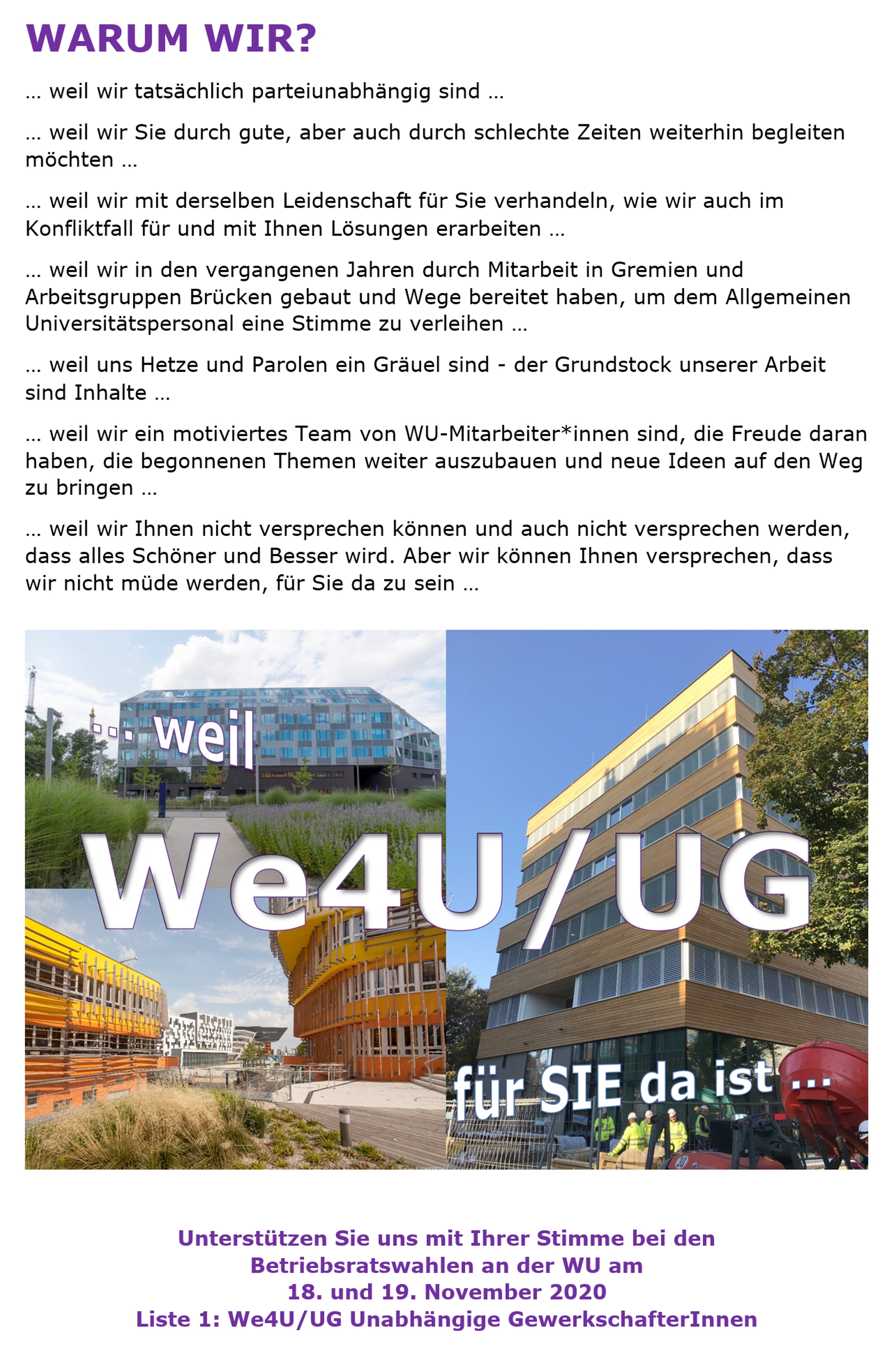Weil We4U/UG für Sie da ist!