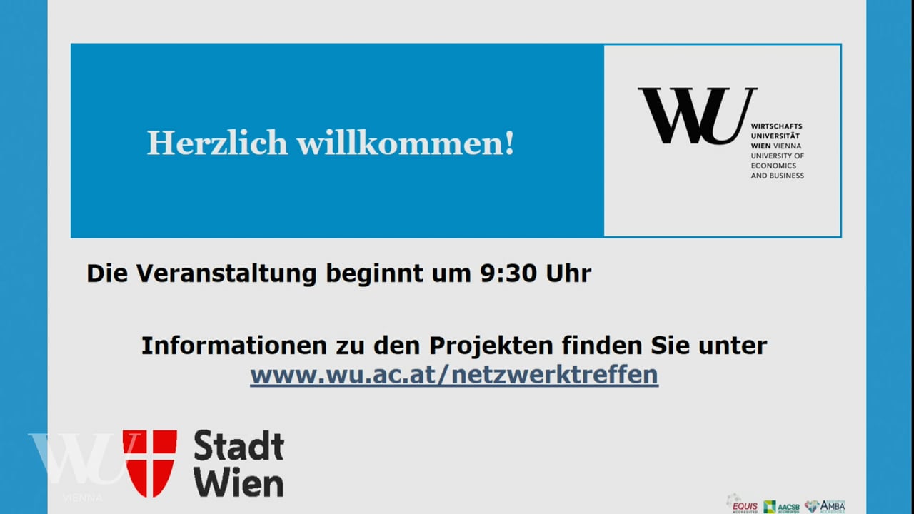 Video Netzwerktreffen des WU-Jubiläumsfonds der Stadt Wien