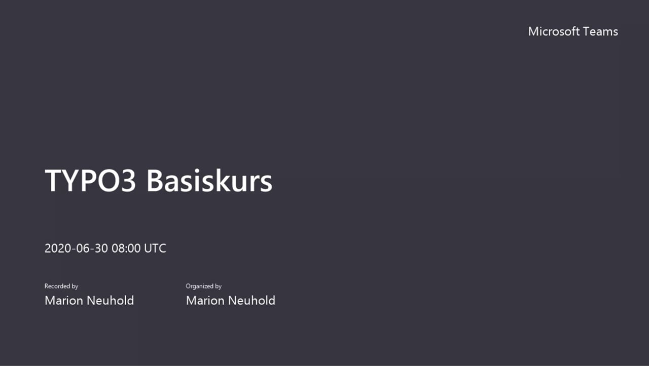 Video TYPO3 Basiskurs